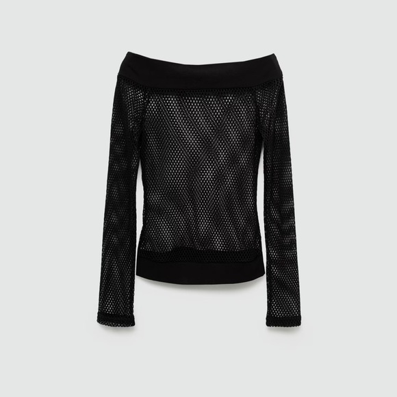 Mango Black knit sweater with lace pattern NWT - Picture 2 of 5